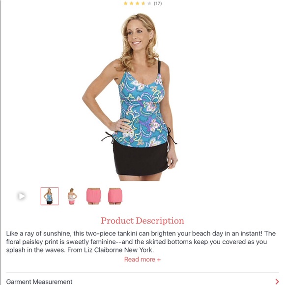 Ladies Liz Claiborne N.Y.Floral Tankini - Picture 6 of 8